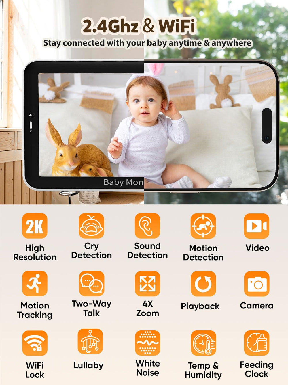 iFamily 5-inch HD monitor display for easy parent hub and quick checks.