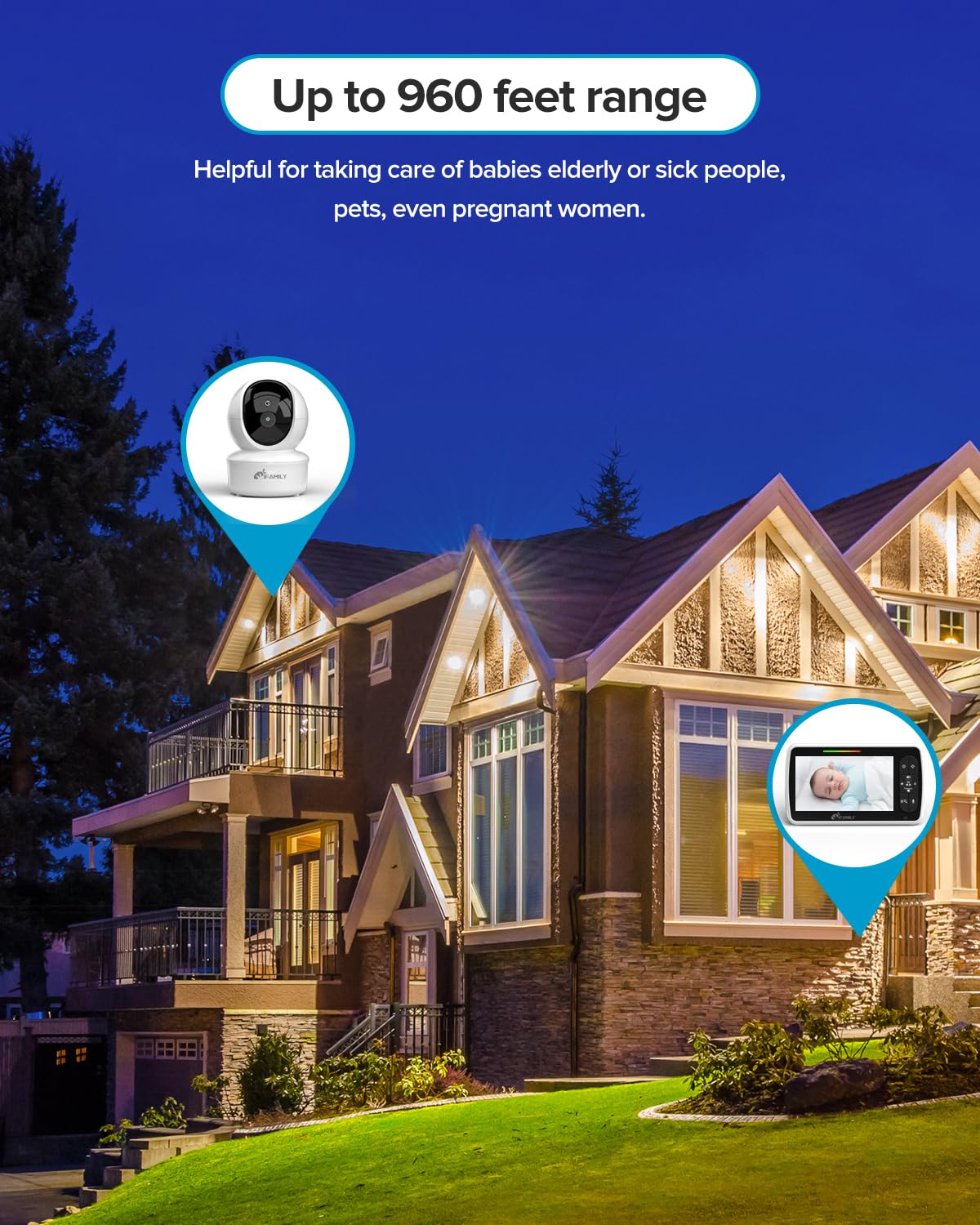 iFamily expandable cameras support multi-room monitoring from one screen.