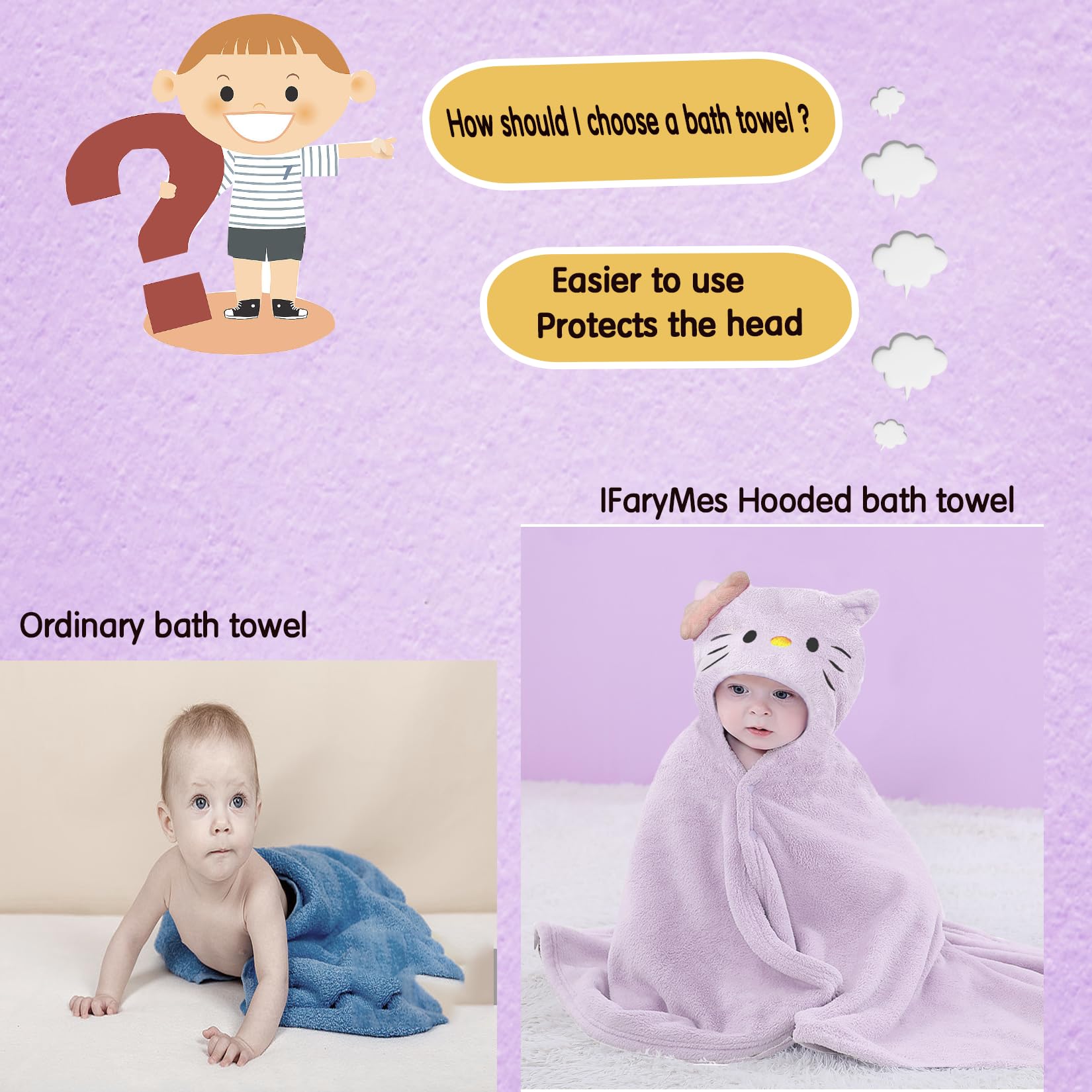 IFaryMes animal design elephant towel appeals to kids during bath time
