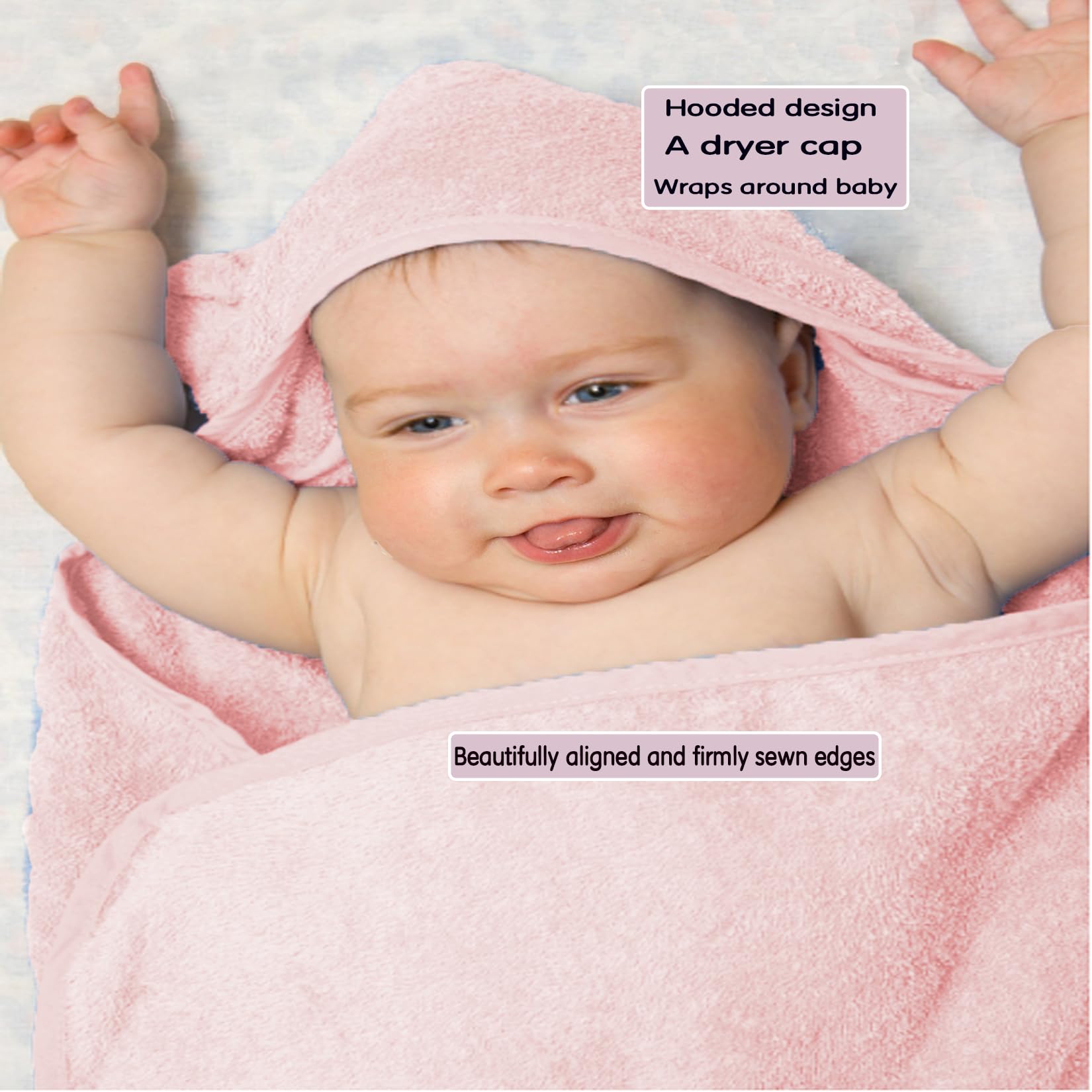 IFaryMes hooded towel displayed on large 31.5-inch square for growing babies