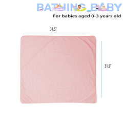 IFaryMes baby hooded towel Sakura Pink wrapped around a tiny infant after bath