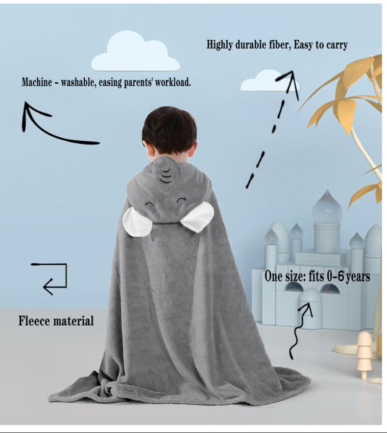 IFaryMes toddler hooded elephant gray hood detail highlights secure wrap for warmth