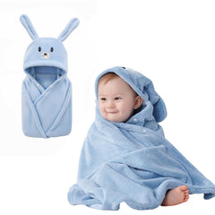 IFaryMes sky blue hooded towel close-up highlights plush coral fleece for quick drying
