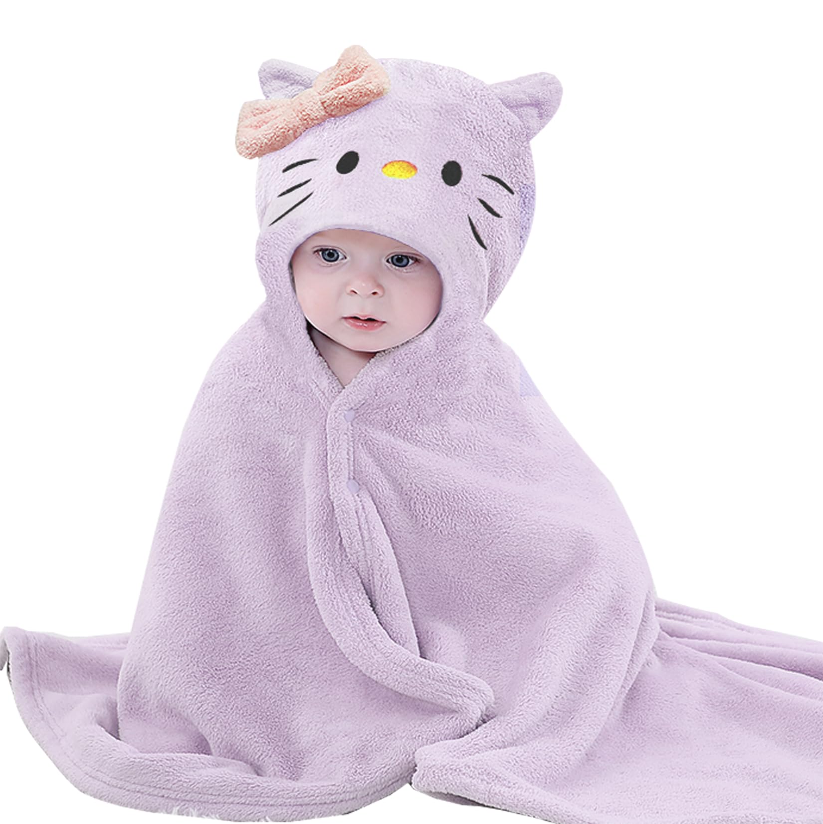 IFaryMes toddler hooded purple cat towel keeps kids warm after baths