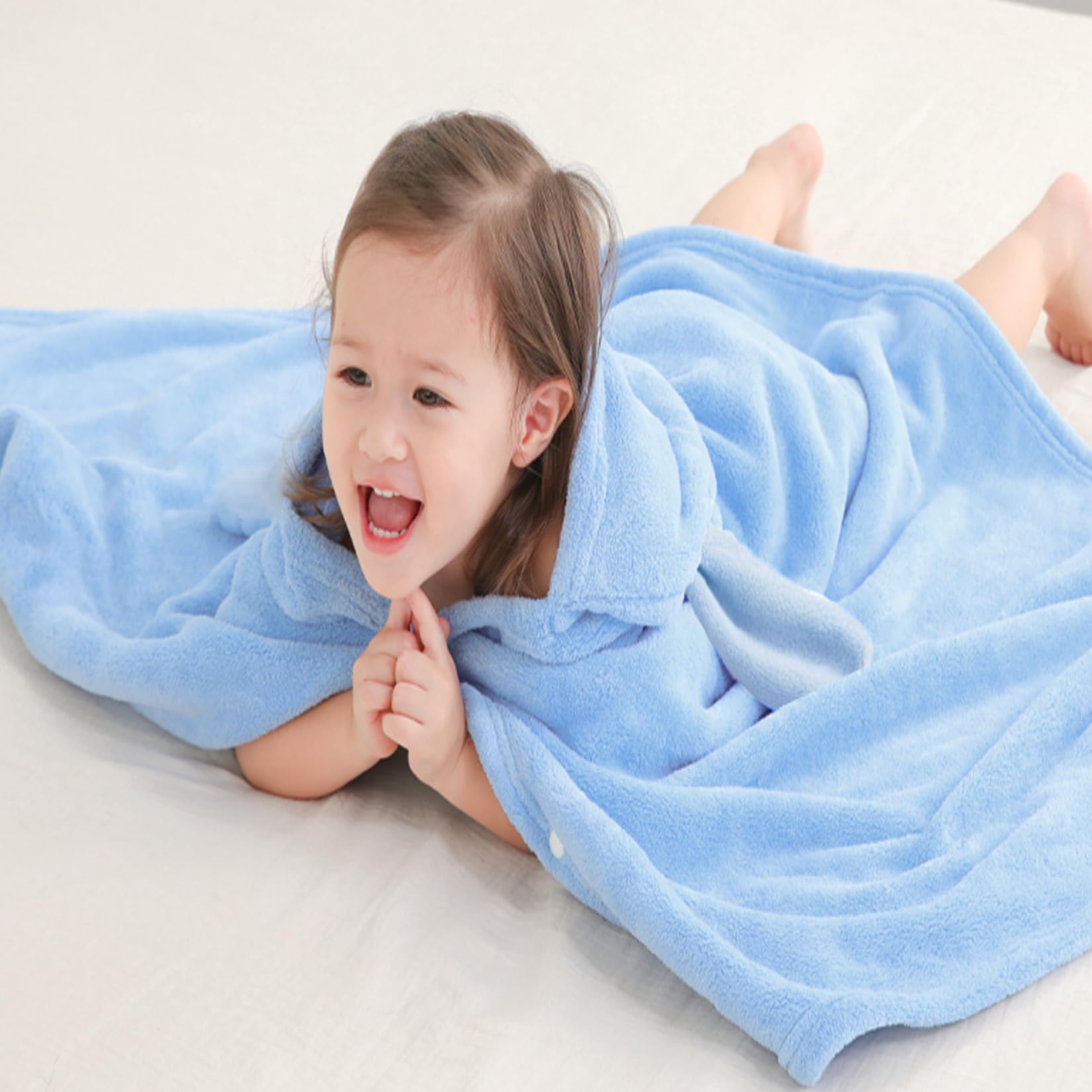 IFaryMes sky blue towel laid flat reveals color-fast fabric and durable stitching