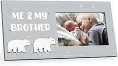 ifeolo Me and My Brother picture frame front view highlights durable wooden construction for nursery keepsakes