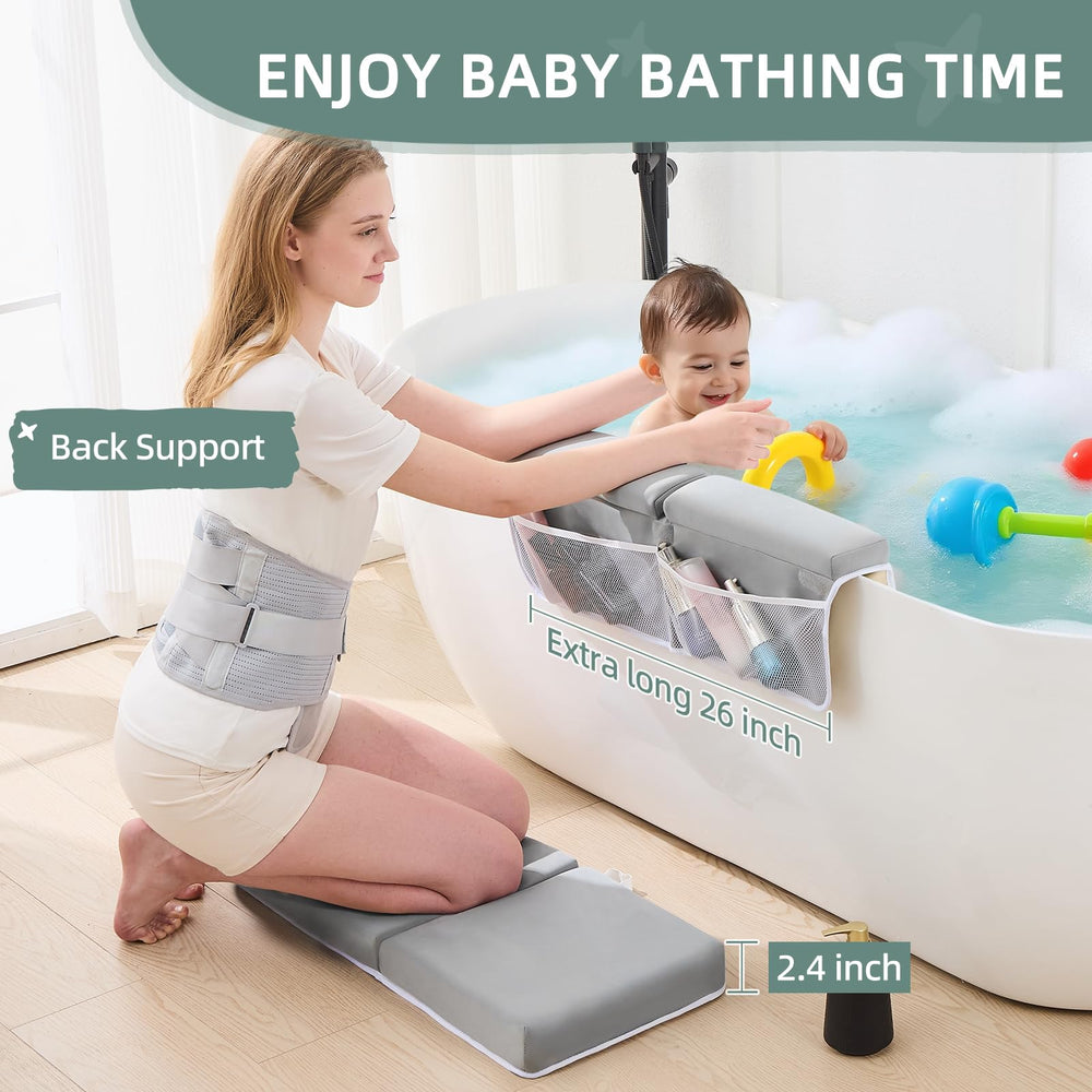 IFNOW back brace provides ergonomic support during baby baths
