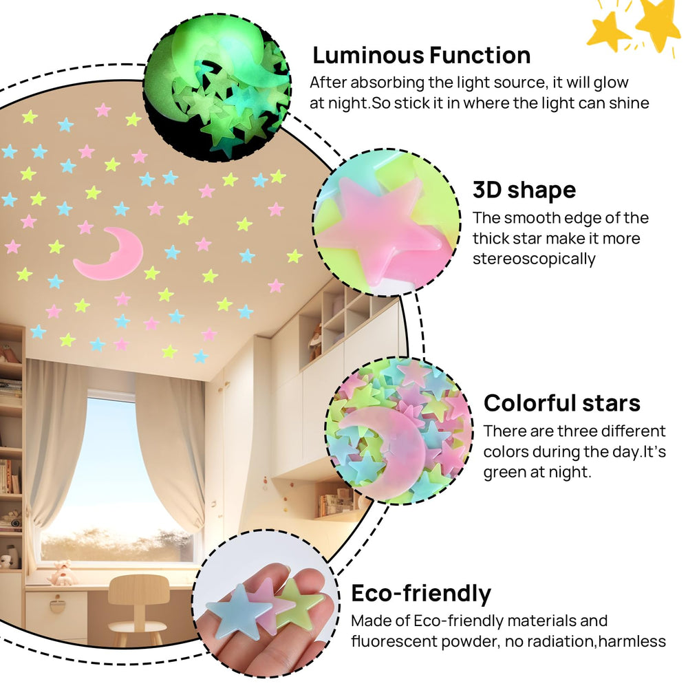 iFunLong glow-in-the-dark stars transform rooms into a twinkling night sky.