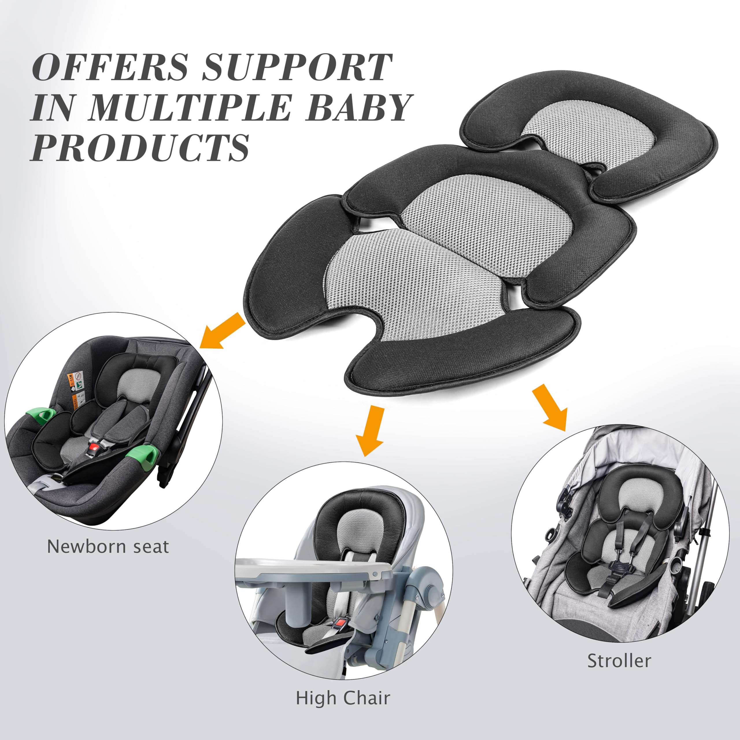 Ihaapsi newborn cushion stroller-fit demonstrates universal adaptability for various gear including car seats.