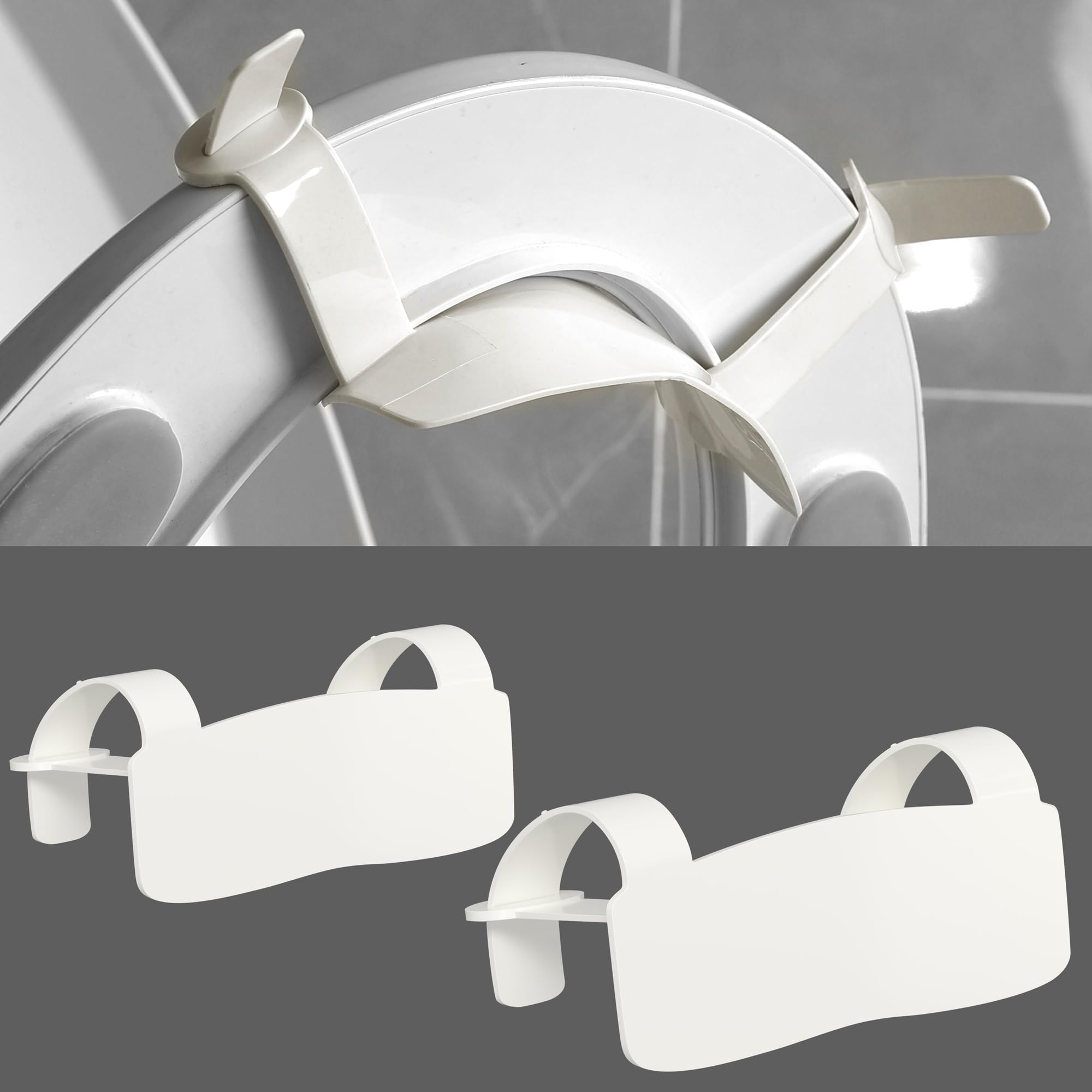 Ihaapsi pee deflector installed on toilet with lid lifter improving cleanliness