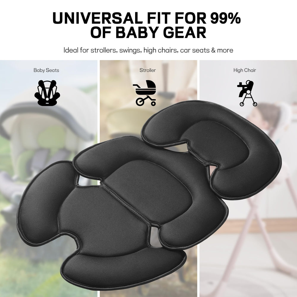 Ihaapsi universal baby seat liner attached to car seat with secure harness