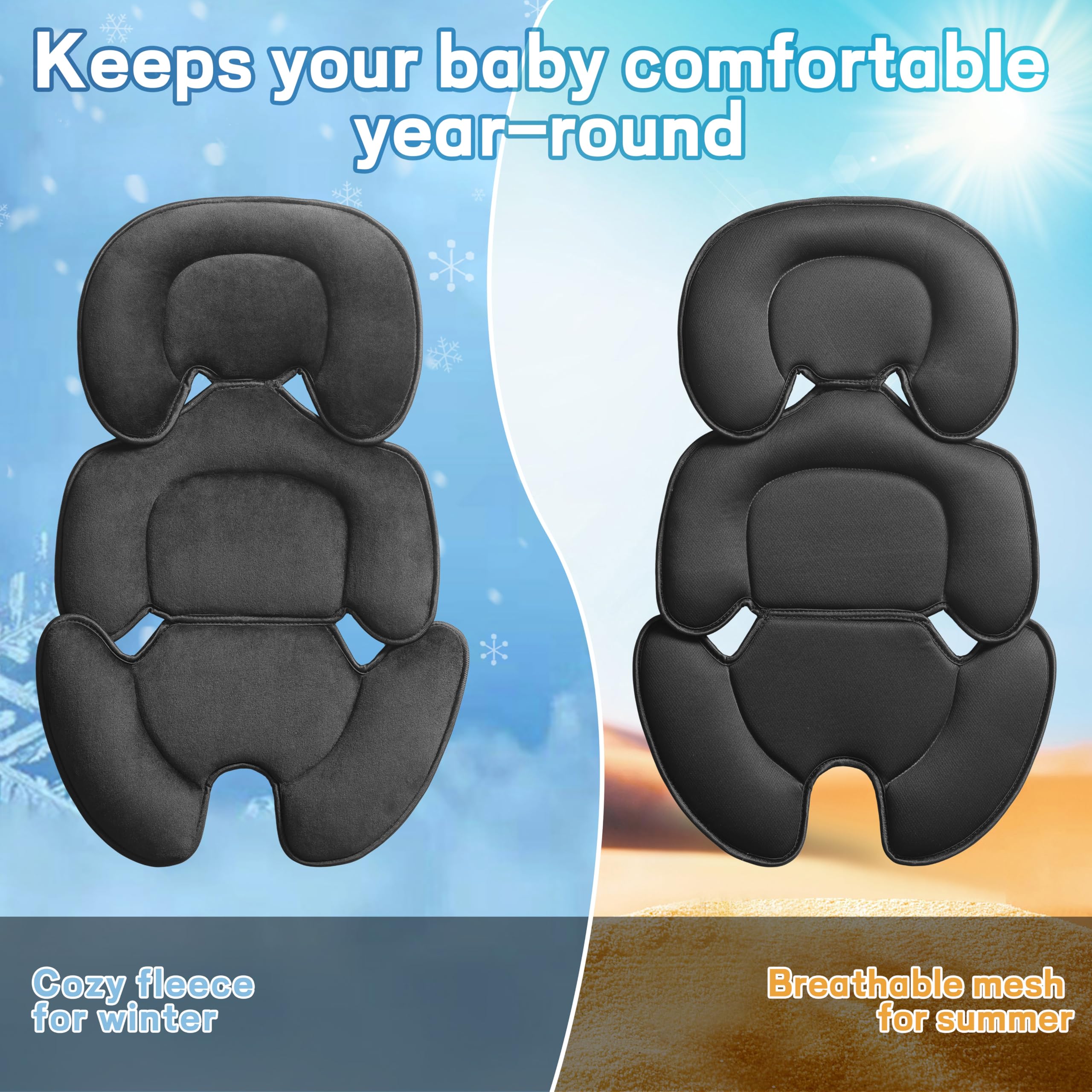 Ihaapsi universal baby seat liner reversible sides show mesh and fleece for year-round use