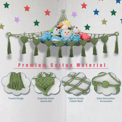 iHansee avocado-green toy hammock adds vibrant decor while organizing plush toys.