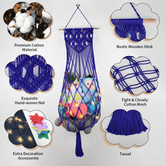 ihansee navy blue plush hammock decorative boho tassels in kid's room