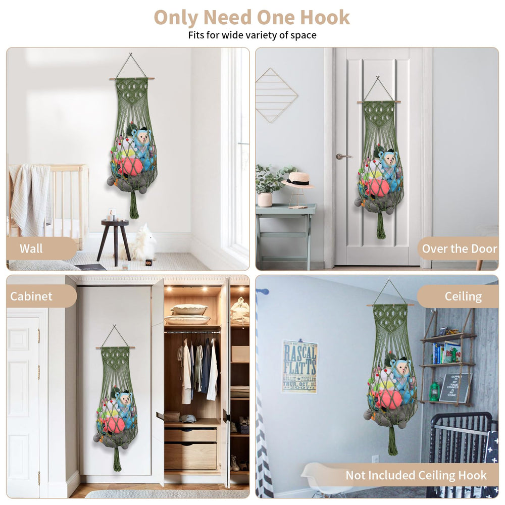 iHansee boho tassels hammock adds decorative flair while organizing toys.