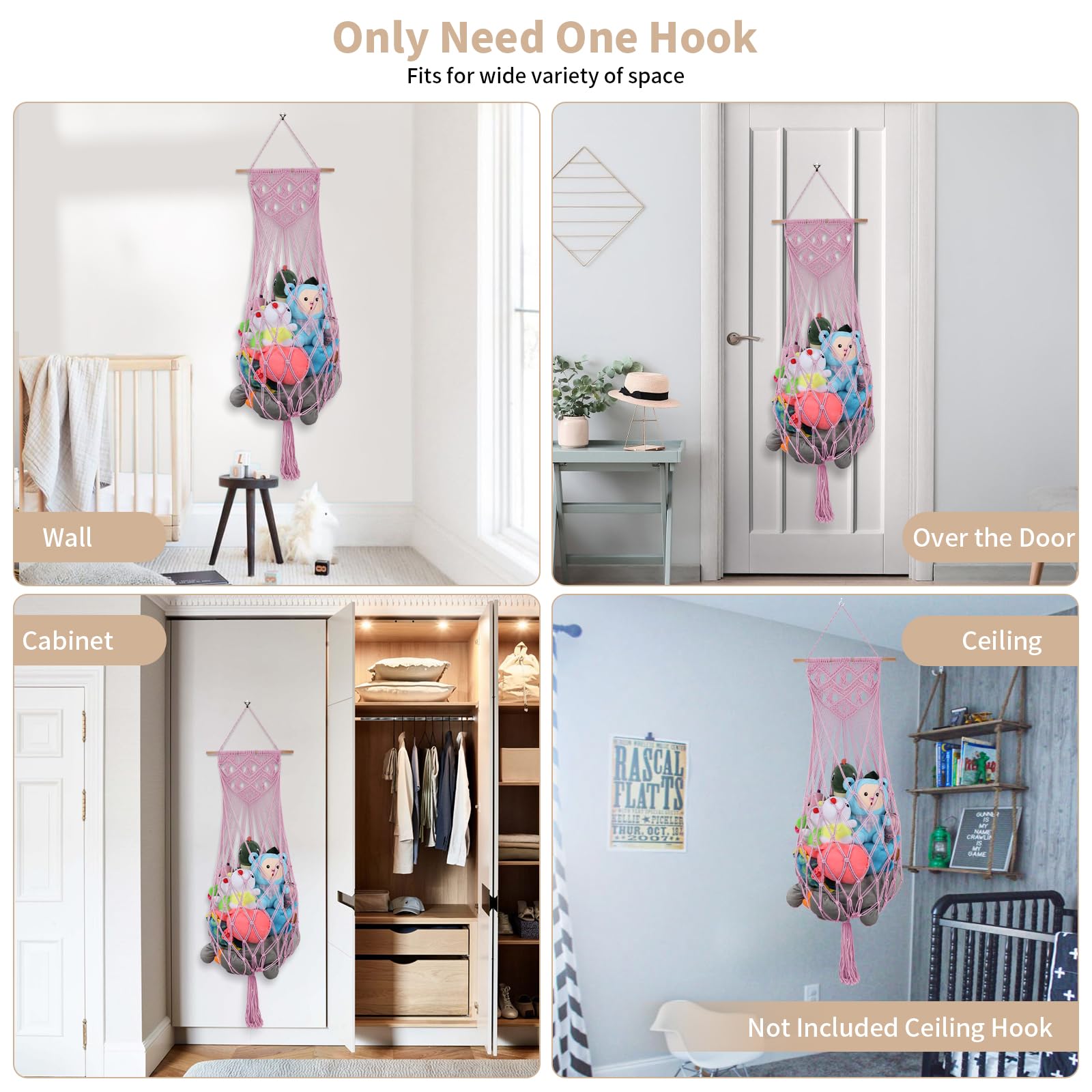 iHansee ceiling-toy-net-nursery-decor hangs securely as a playful wall display.