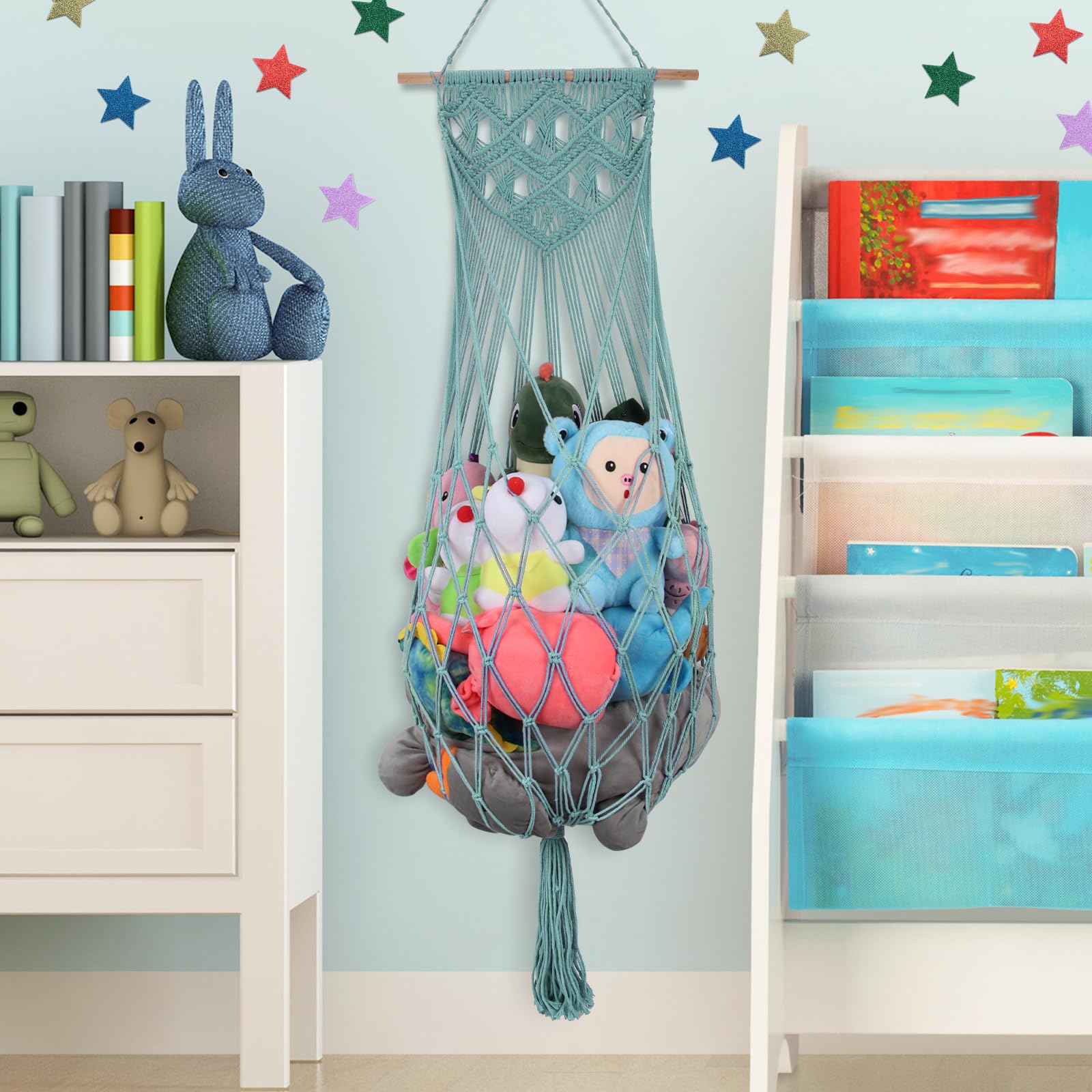 iHansee 63-inch toy hammock offers quick tidying after playtime thanks to ample storage.