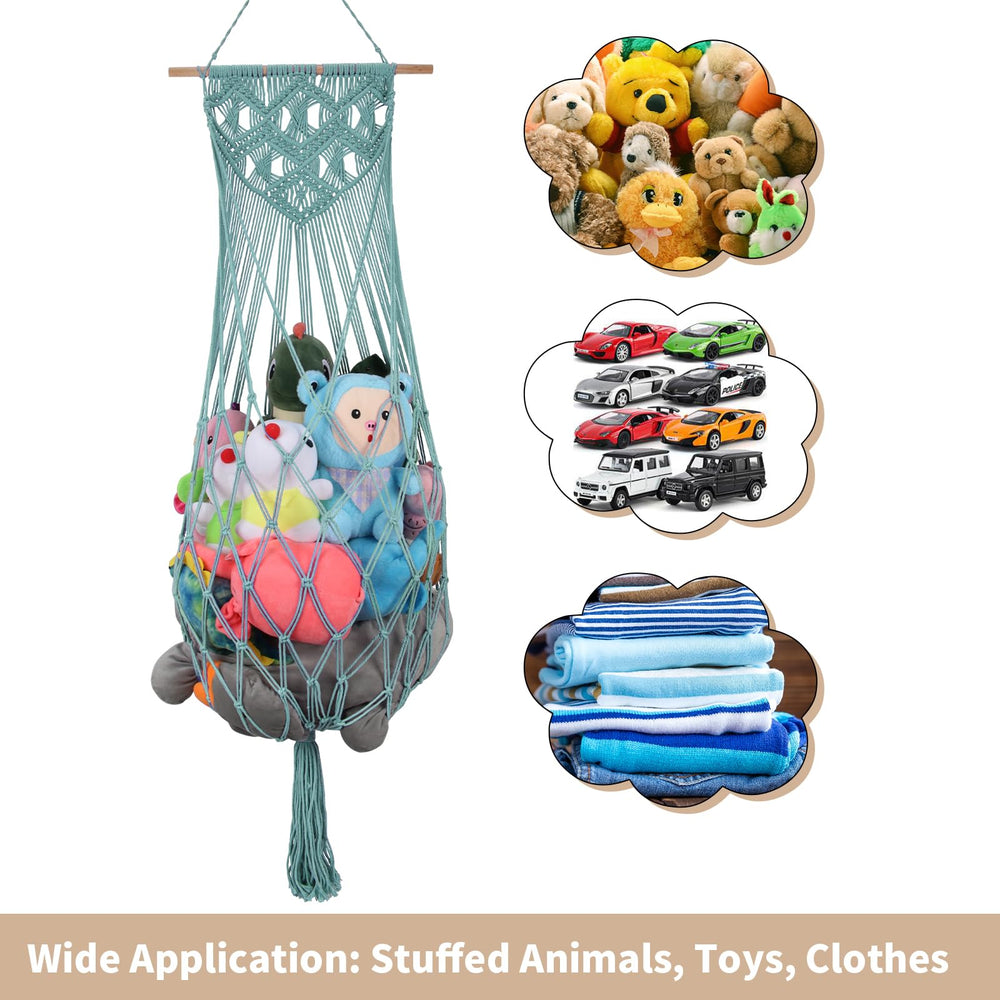 iHansee stuffed animal net for kids room eases toy cleanup with accessible design.