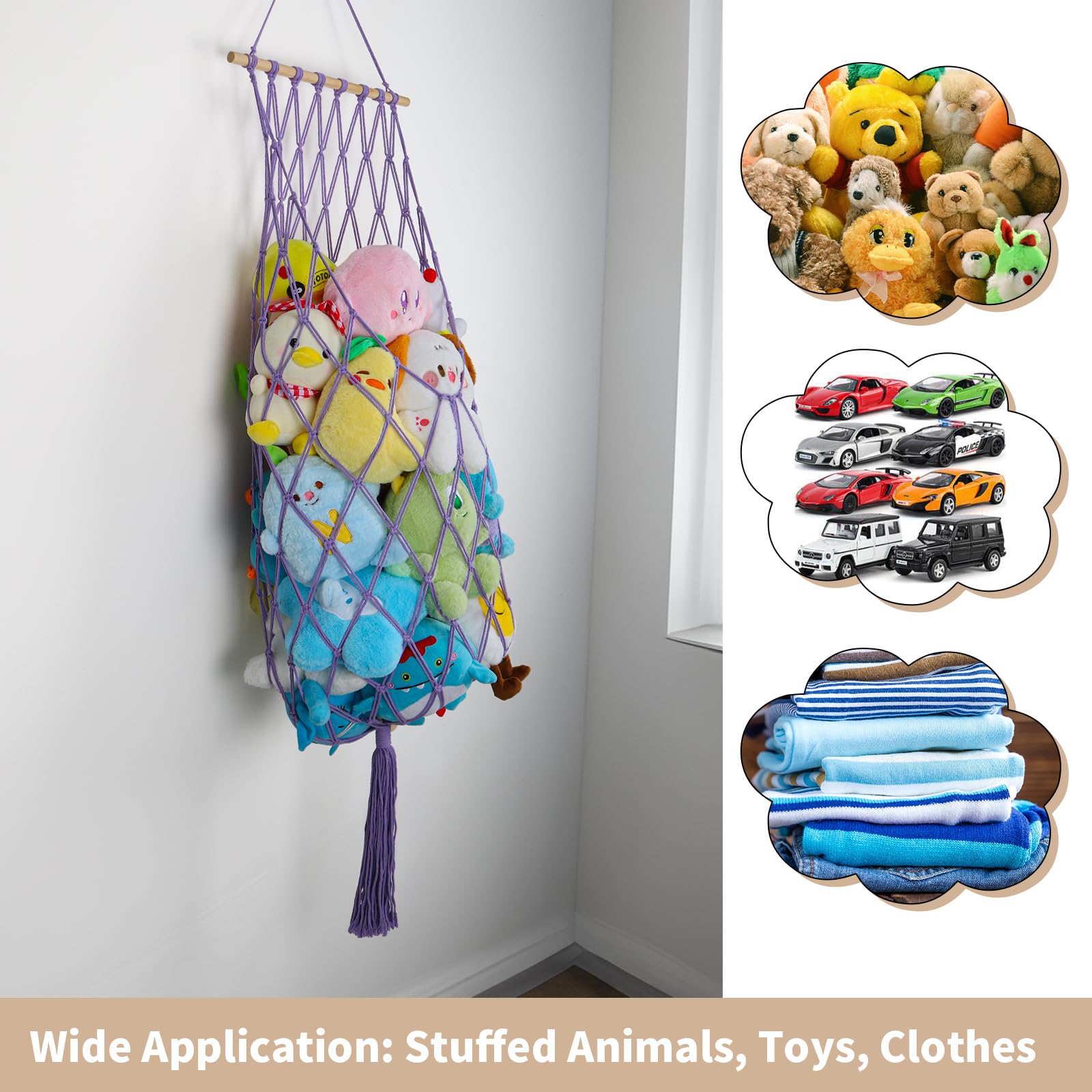 iHansee large capacity design holds plush toys and blankets neatly