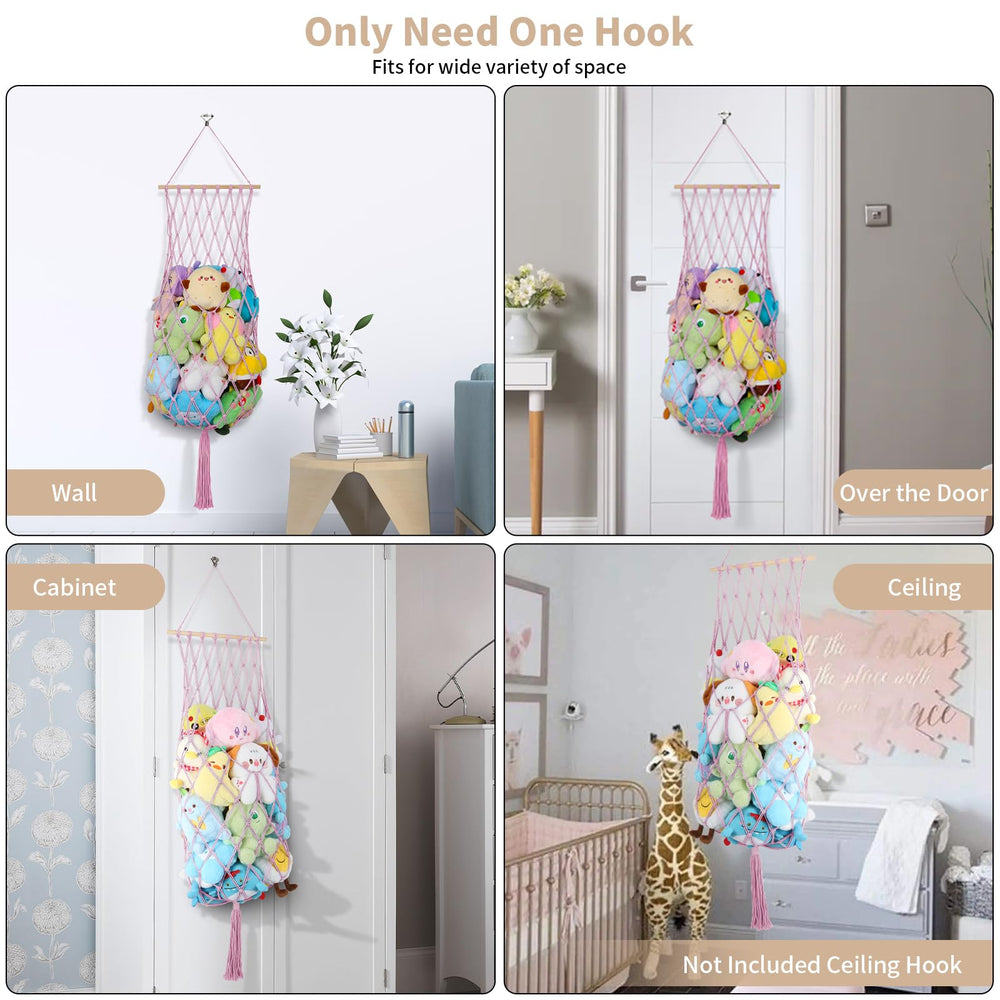 iHansee wooden sticks and premium cotton rope create a sturdy storage unit.
