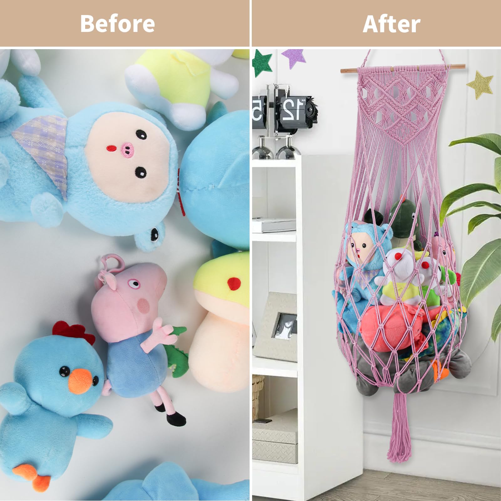 iHansee space-saving-toy-storage-net maximizes wall space for clutter-free rooms.
