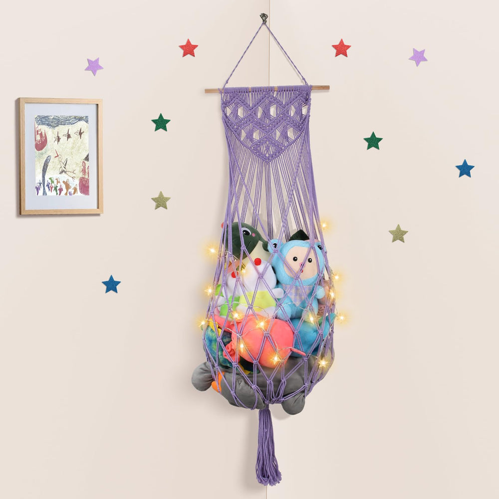 iHansee stuffed animal hammock 63-inch over-door installation saves floor space.