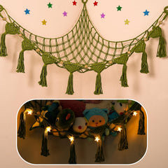 iHansee stuffed animal storage hammock in avocado green for space-saving toy organization.