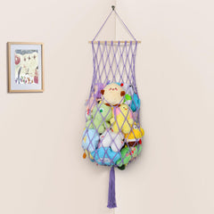 iHansee stuffed-animal storage net in 68 inch hammock corner offers tidy toy organization