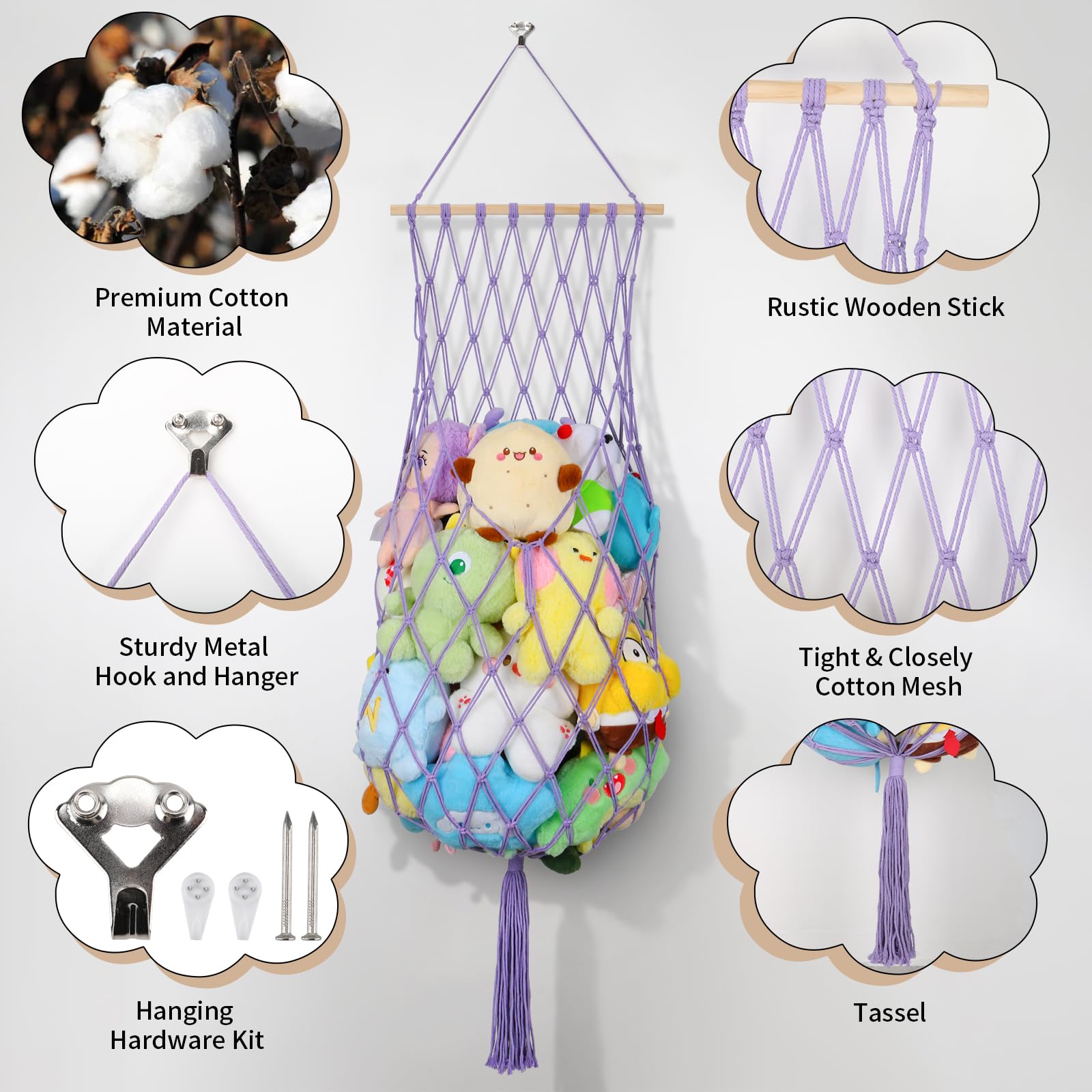 iHansee vertical hanging net in a bedroom showcases easy access and visibility