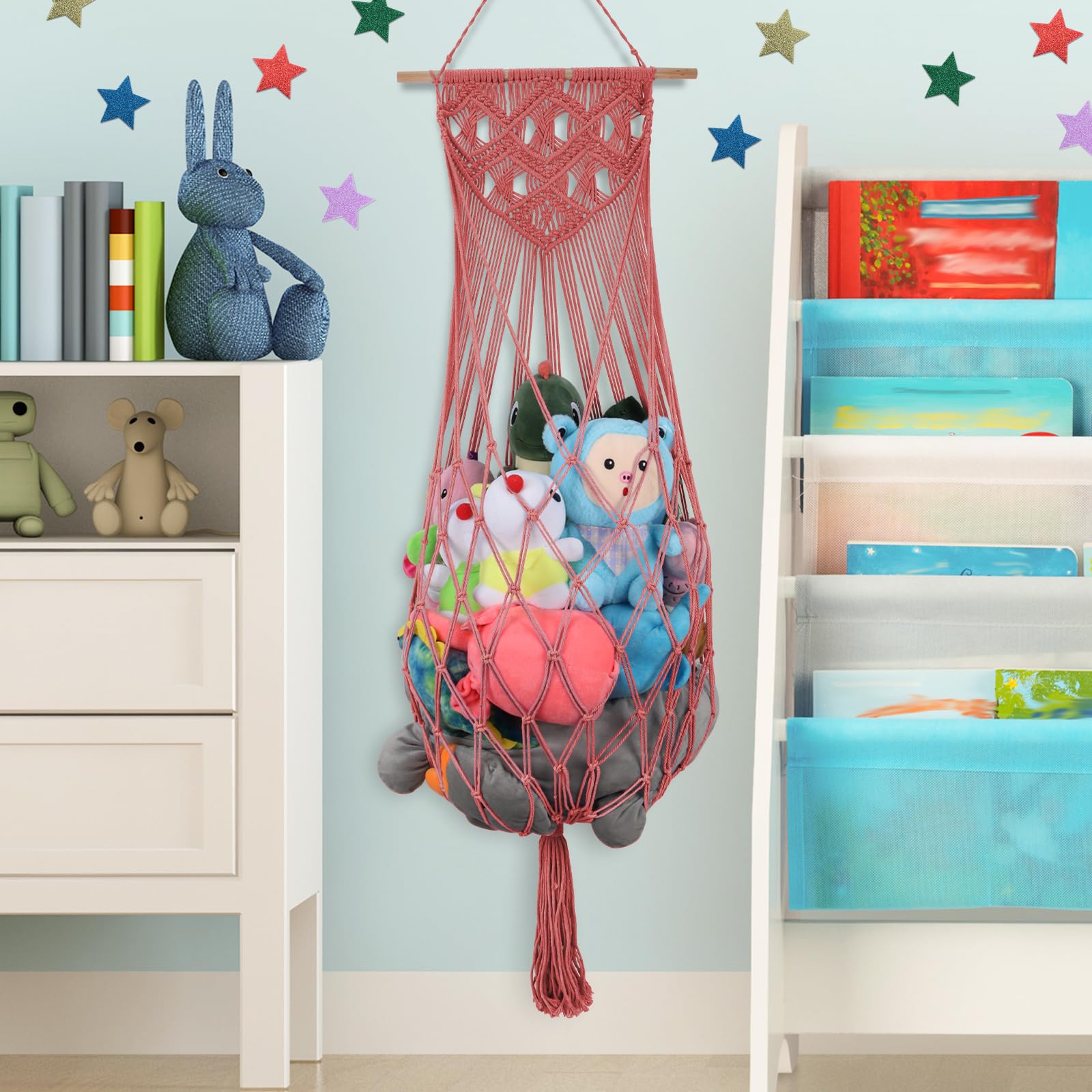 iHansee watermelon-red-hammock-installation shows quick, secure mounting