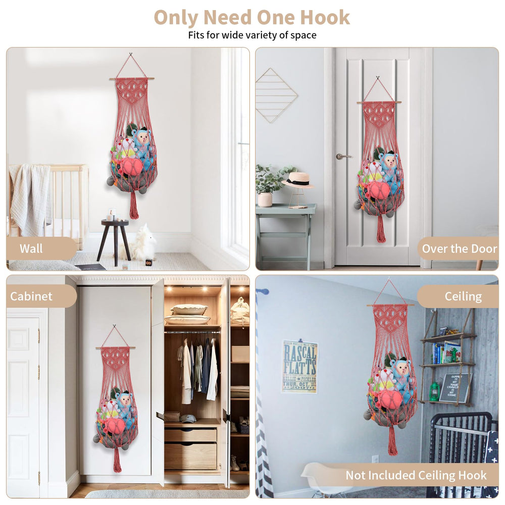 iHansee watermelon-red-space-saving-toy-hammock frees play area and aids cleanup