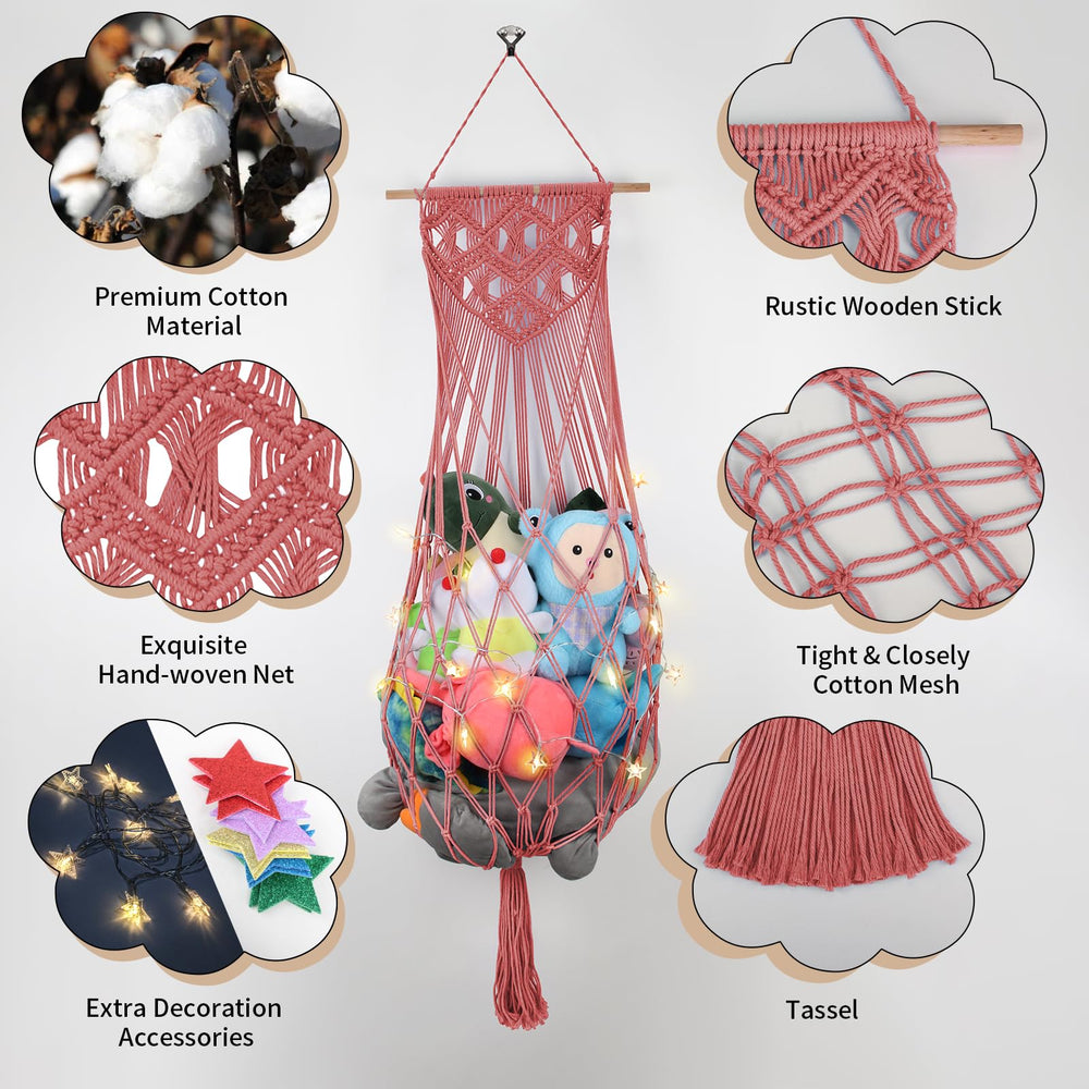 iHansee watermelon-red wall-hanging-toy-net keeps toys organized and off the floor