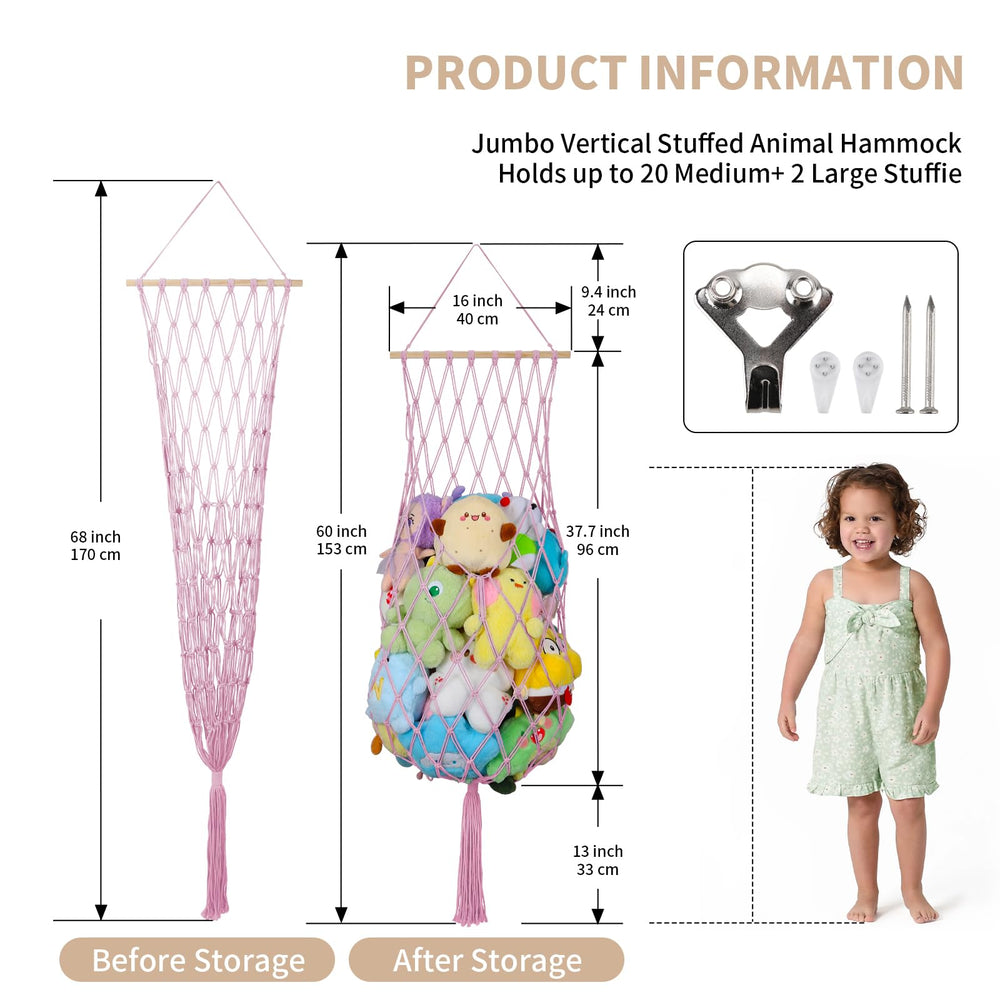 iHansee wide-opening design helps store large plush toys and pillows.