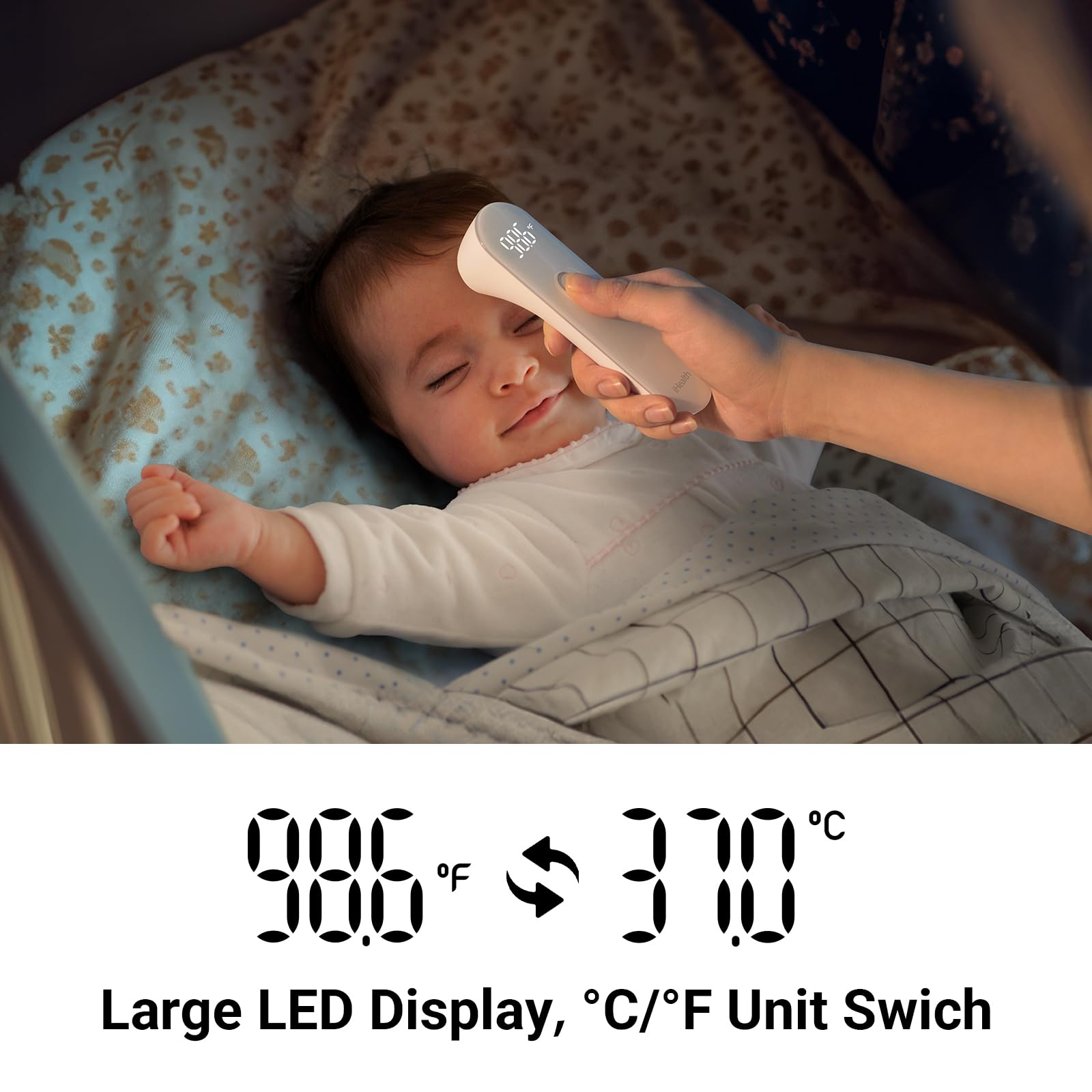iHealth PT3 large LED display remains legible in dark rooms or dim mornings