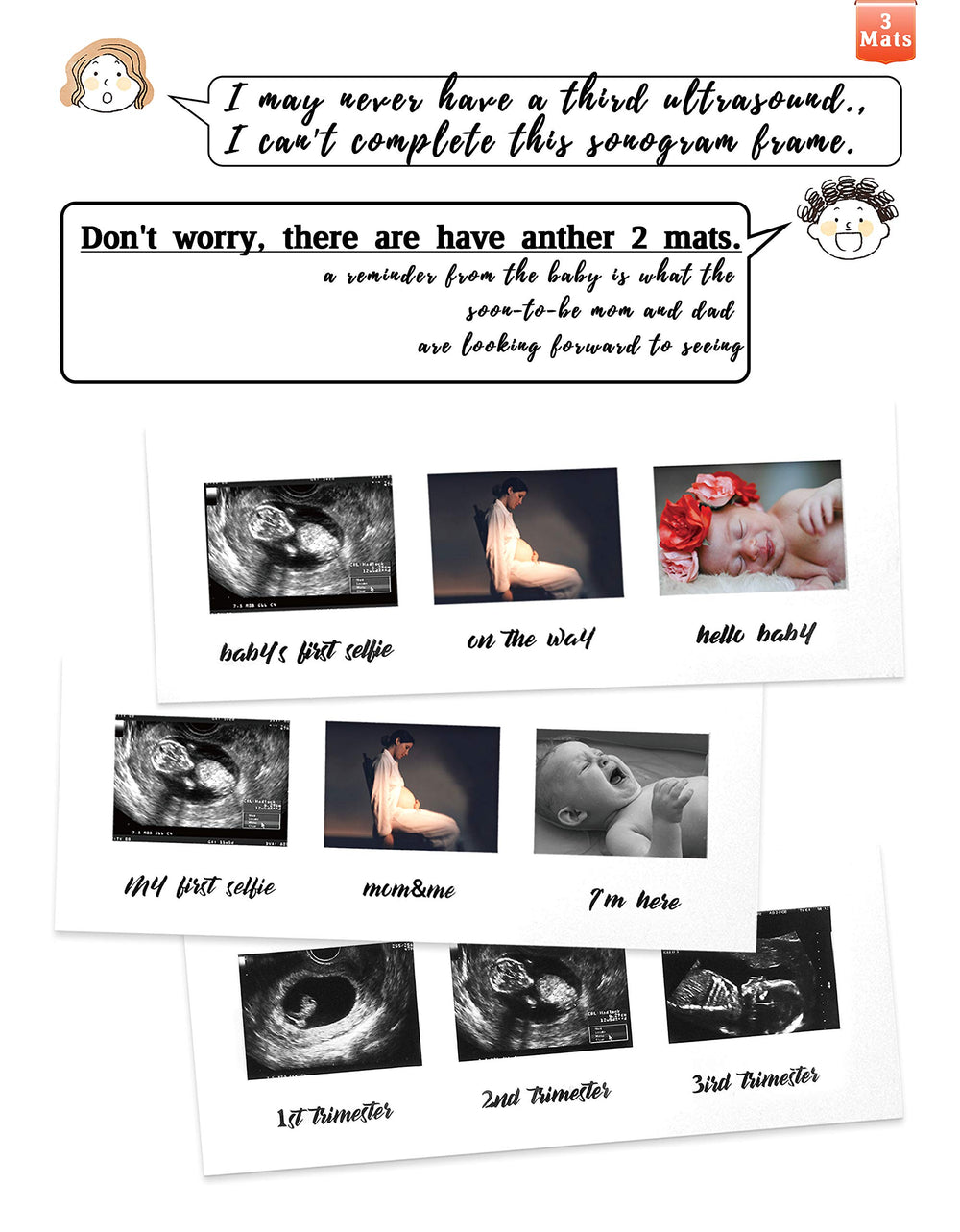 IHEIPYE three-photo openings hold ultrasound images across pregnancy stages