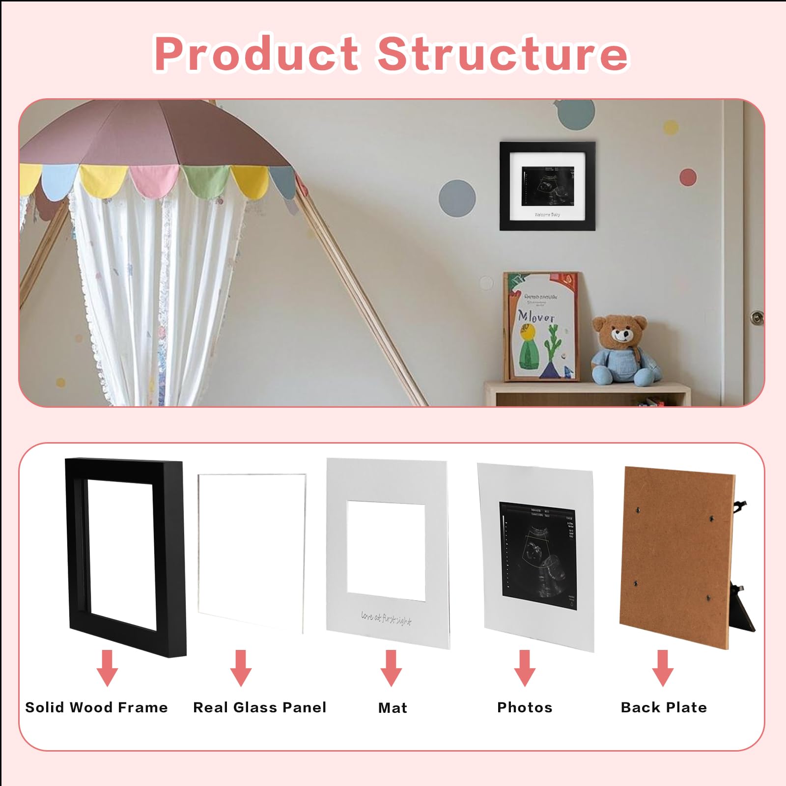 IHEIPYE two-pack nursery decor with silver text on black frames