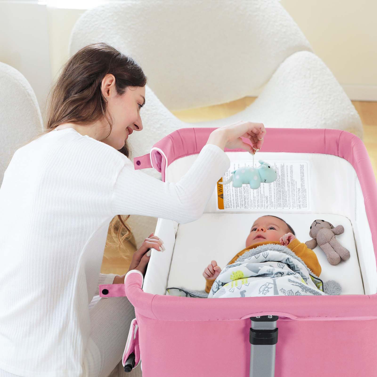 Ihomesng baby bassinet bedside sleeper mosquito net protection for nap safety