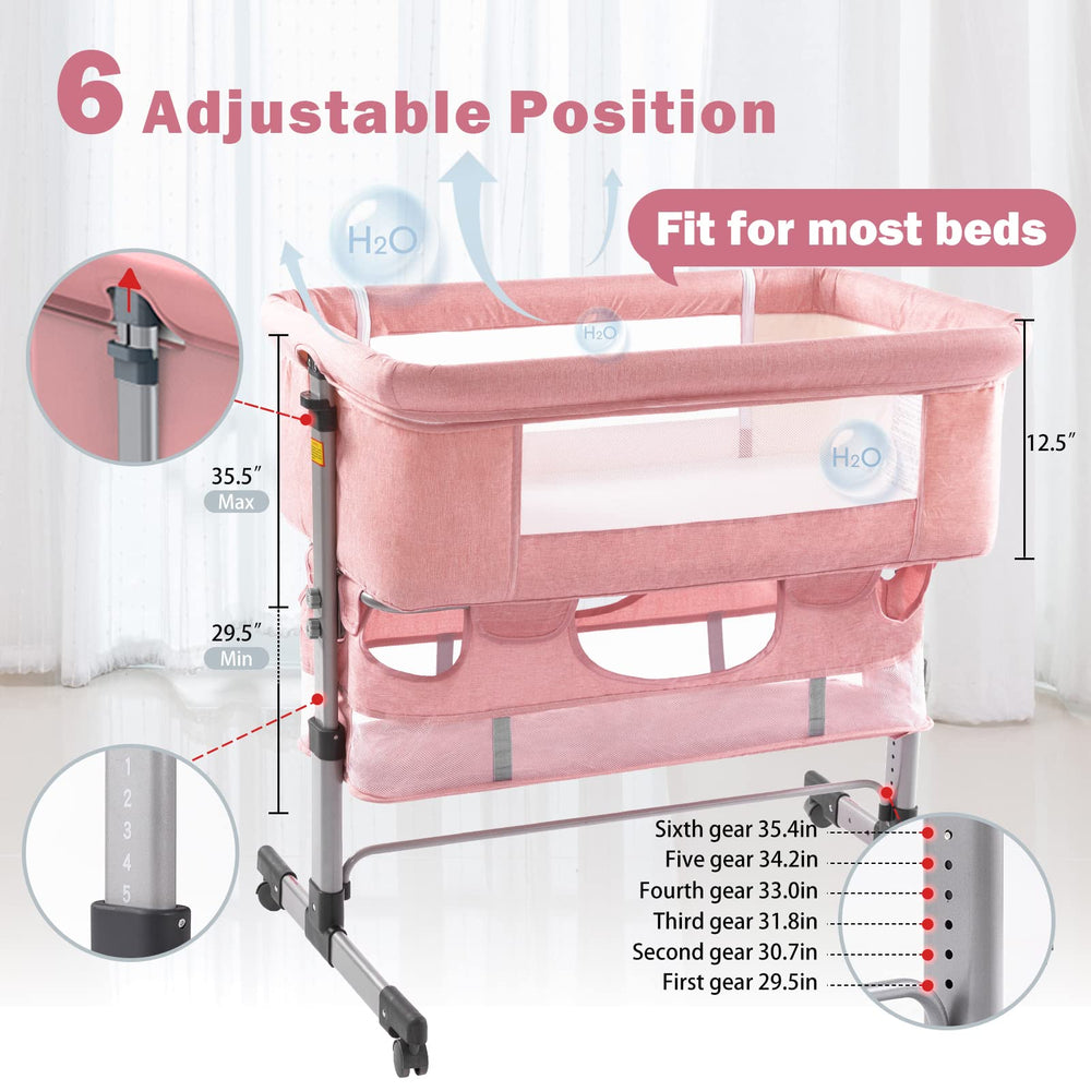Ihoming bedside sleeper beside bed supports close-night parenting.
