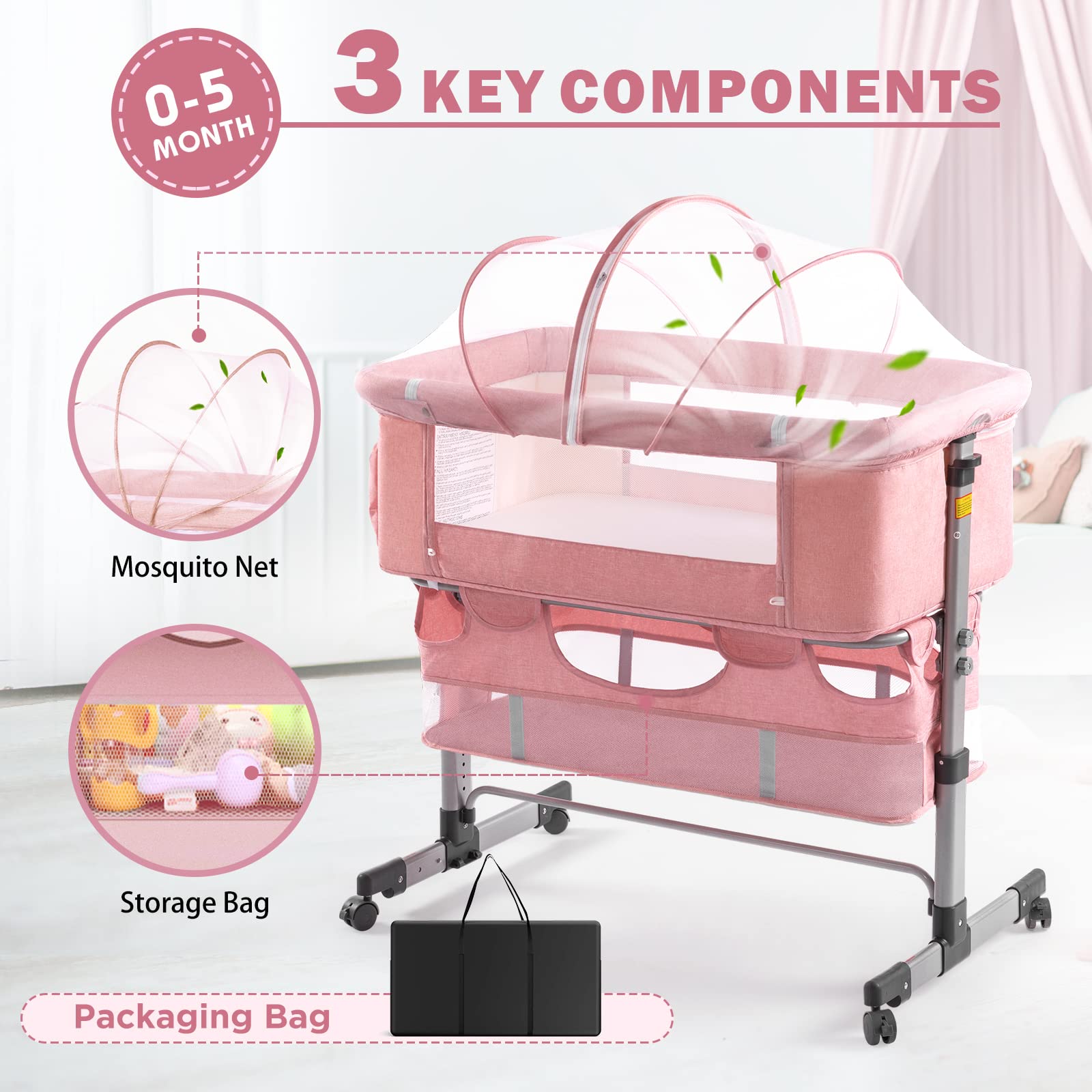 Ihoming bassinet supports up to 175 lbs ensuring sturdy use.