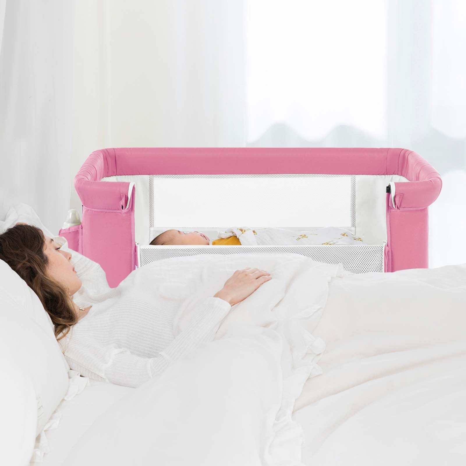 Ihoming baby bassinet storage basket keeps essentials within reach