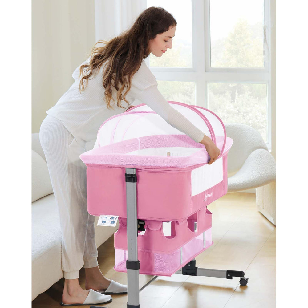 Ihoming bassinet tilt-anti-spitting 0-10 degree design supports feeding comfort
