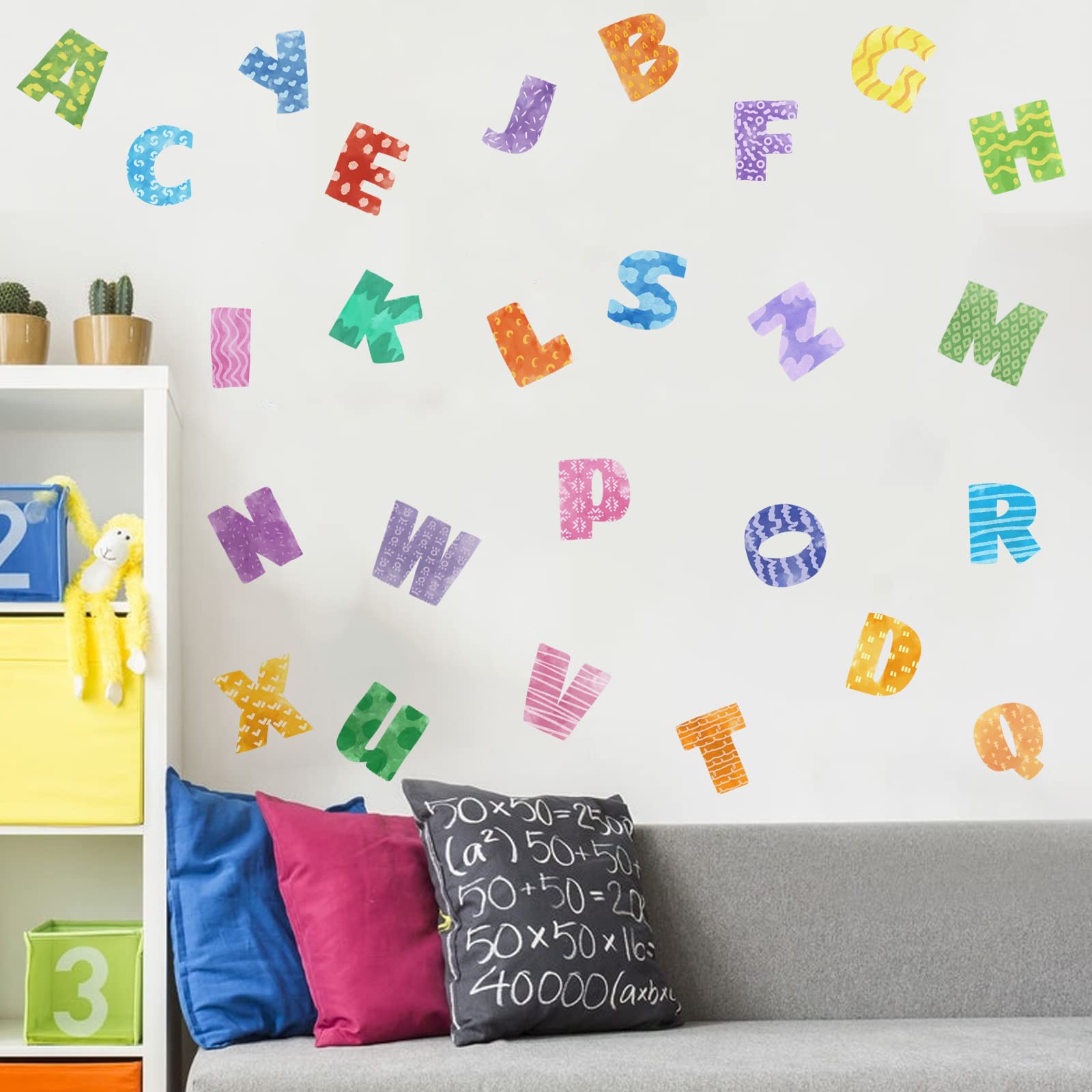 iinuu alphabets wall decals vibrant colors for a joyful educational space.