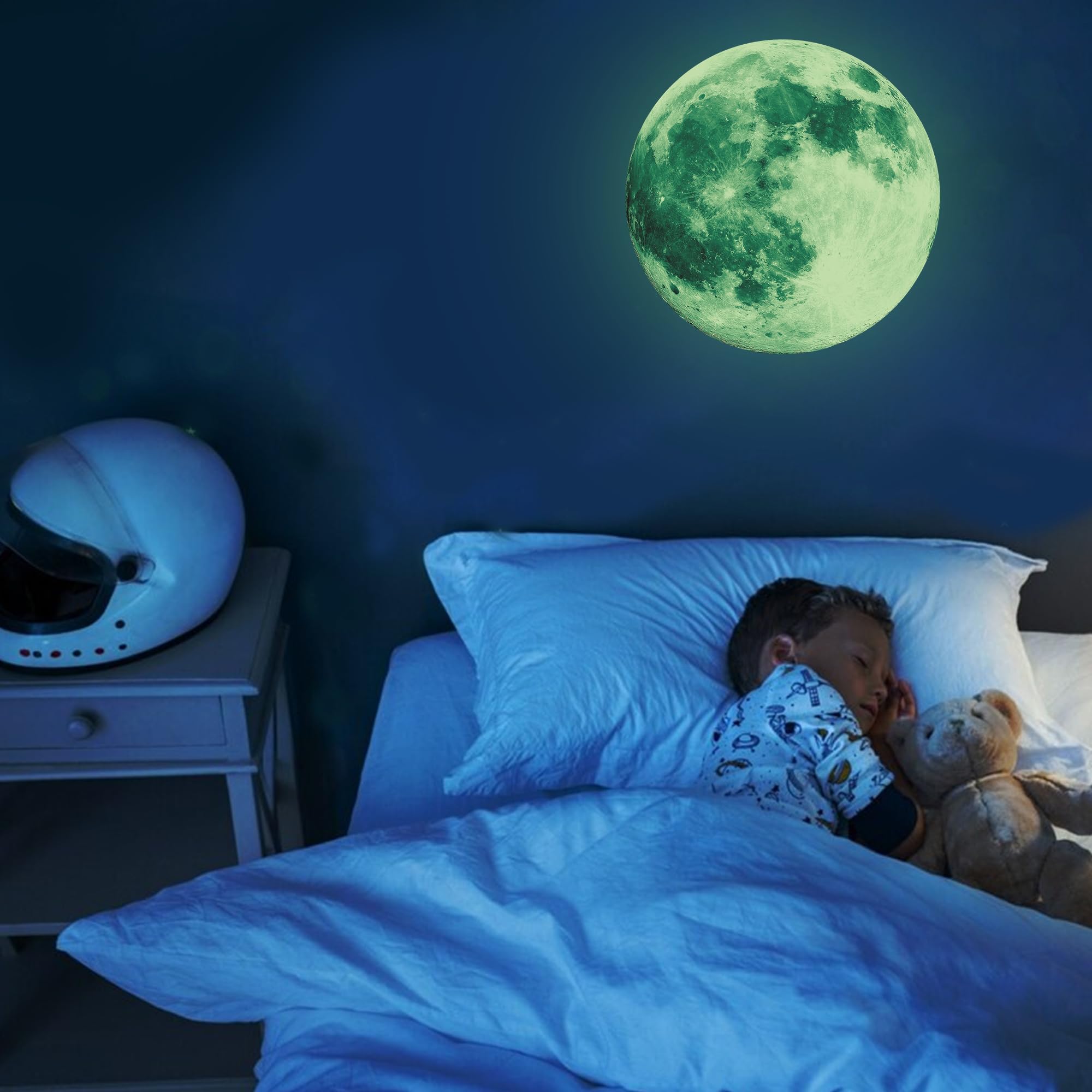 iinuu glow-in-the-dark moon wall decal green ceiling decor shows dreamy ceiling decoration for nights.