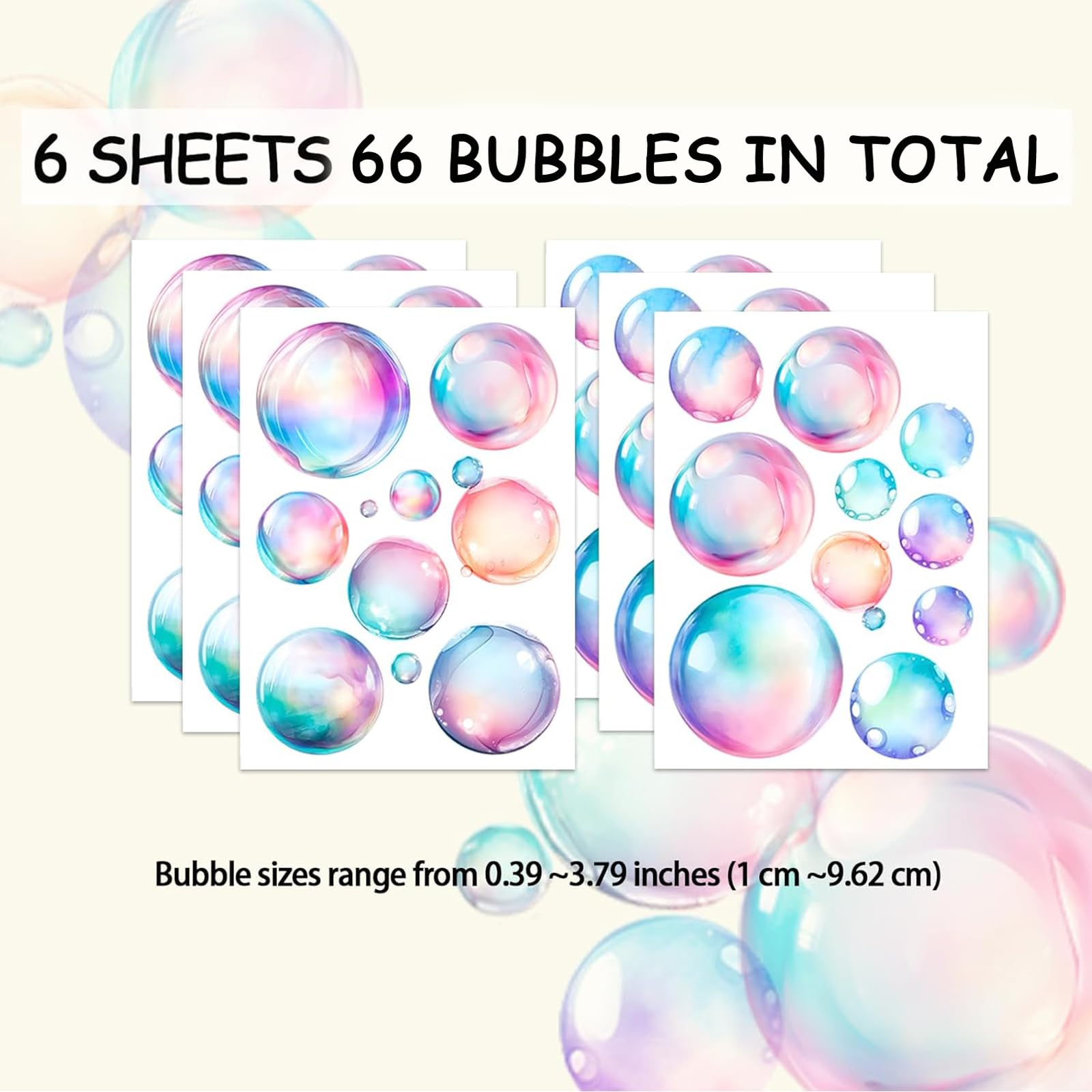 iinuu Soap Bubbles Decals peel-and-stick on smooth surfaces for quick setup