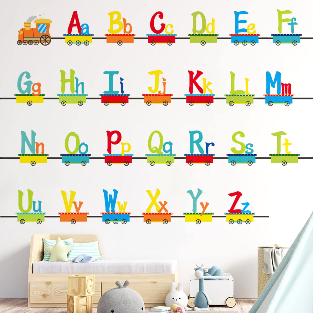 iinuu train alphabet letters wall decal to spark early learning on nursery walls