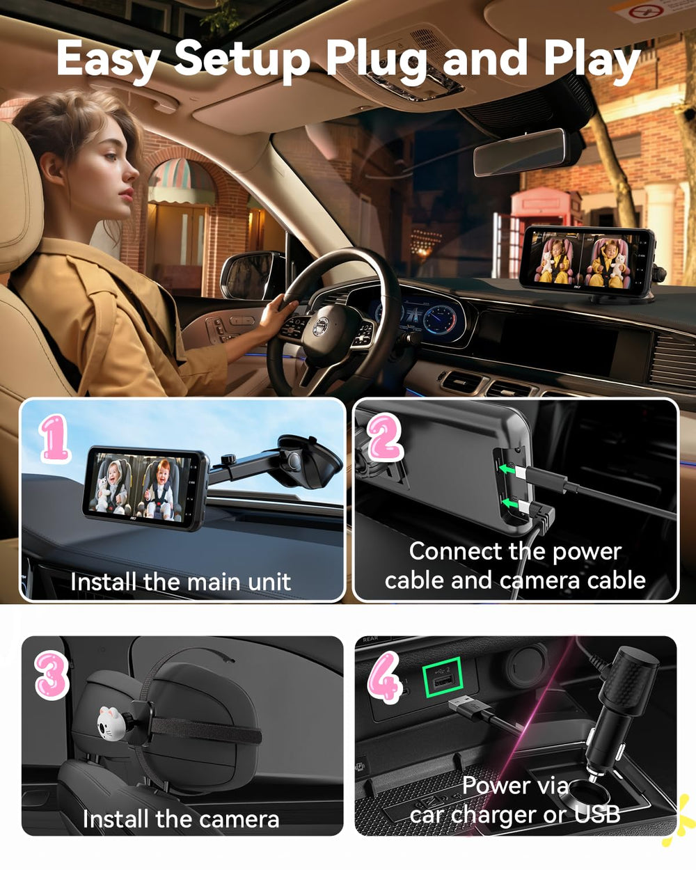 IIWEY 20ft cable reaches third-row seats for larger vehicles with flexibility.
