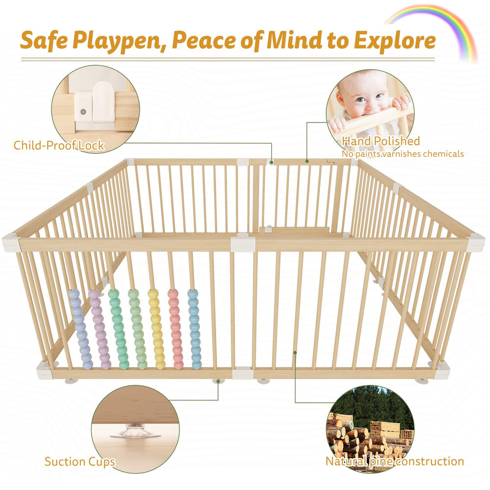 IKALIFE eight-panel playpen creates a versatile enclosure ready for different room layouts.