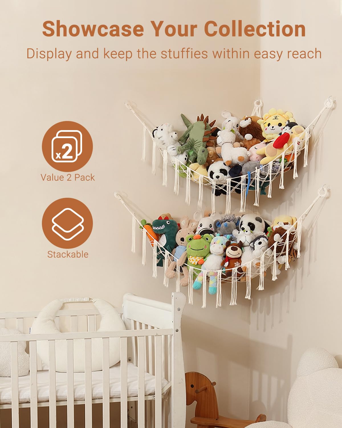 iKeelo cotton-rope-hammock-safety-hardware shows sturdy mounting for safe playroom storage