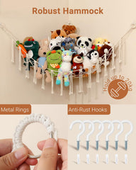 iKeelo macrame-fringes-designer-storage adds boho charm while corraling stuffed toys
