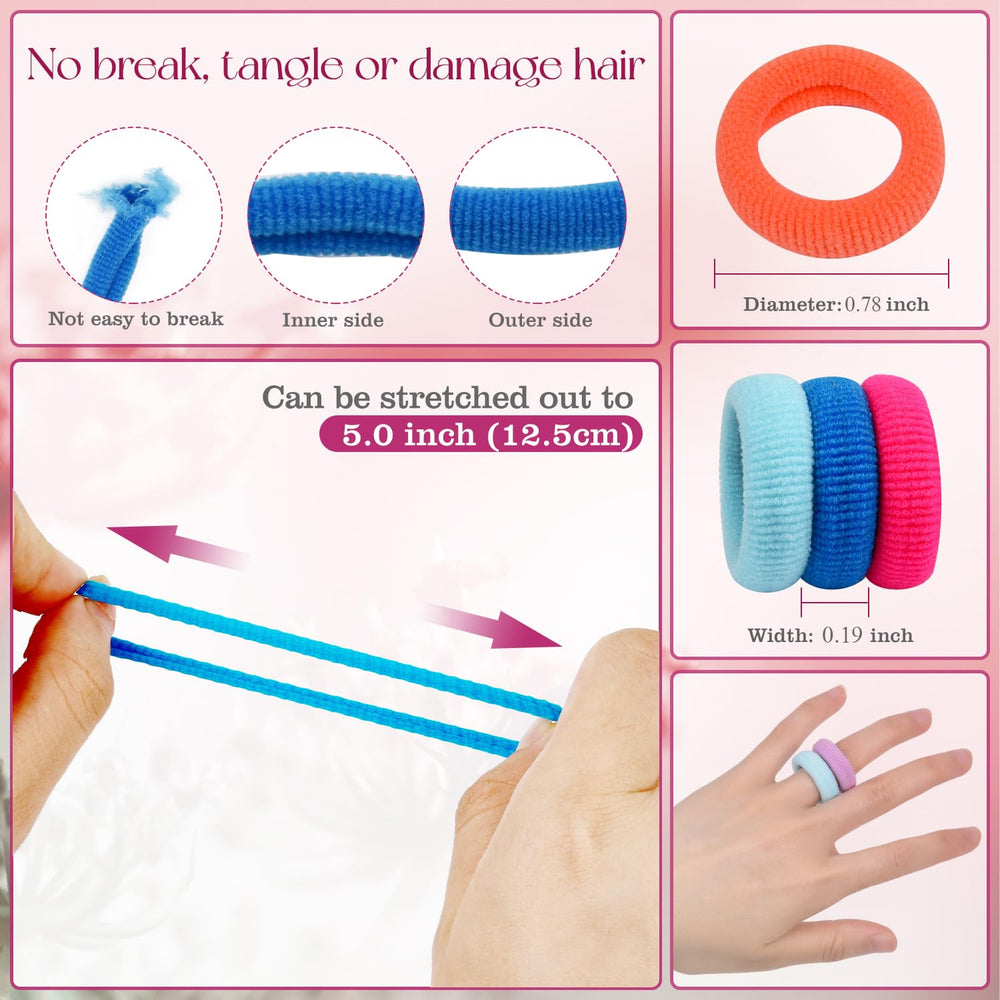 IKOCO soft seamless hair ties closeup shows snag-free elastic for gentle hold.